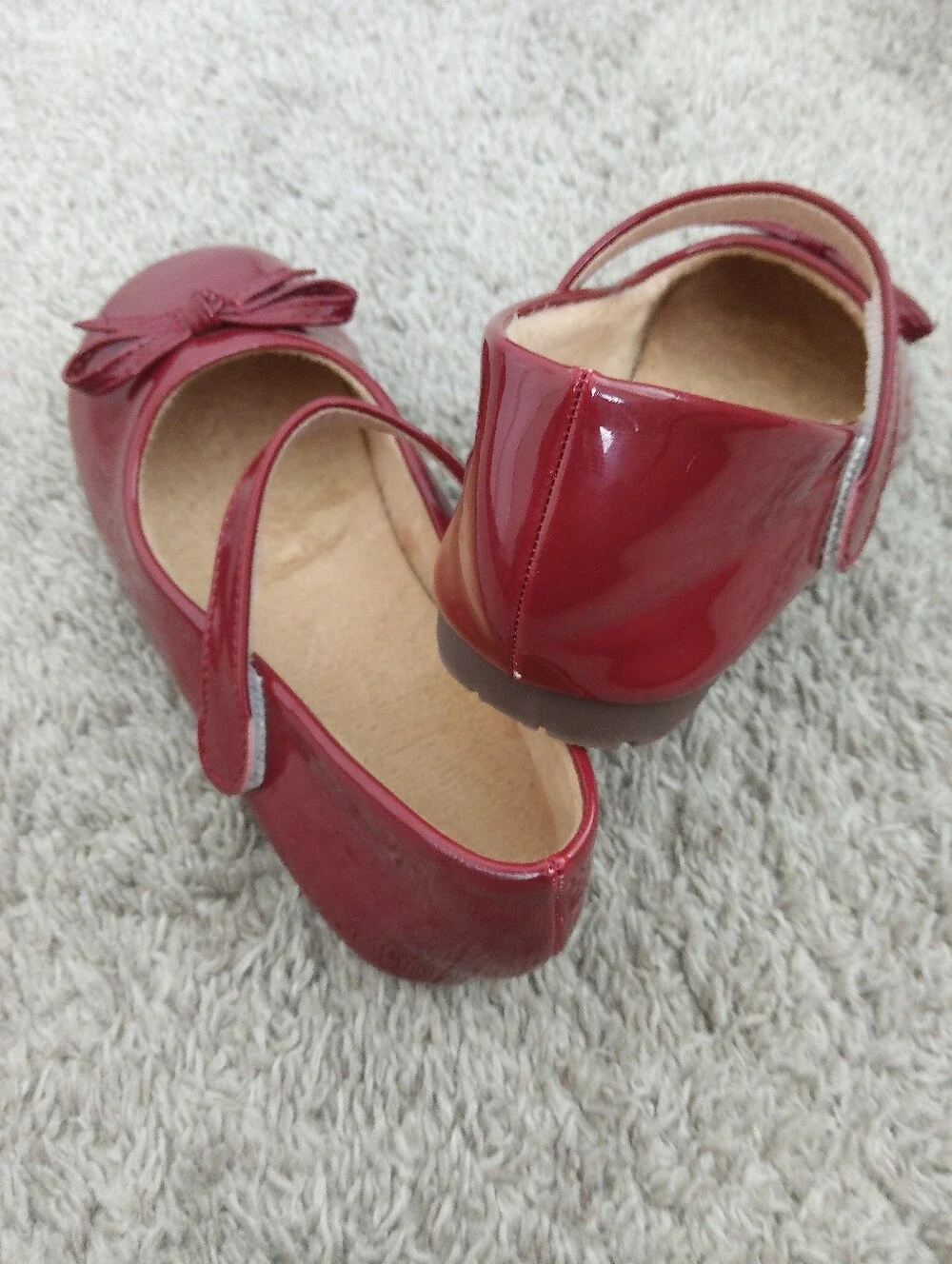 Girls' Red Flat Shoes with Bow - Size:EU 33, US2